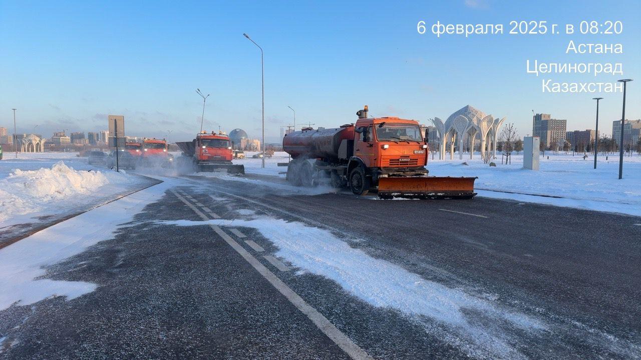 В Астане за одну ночь вывезли более 3500 грузовиков снега