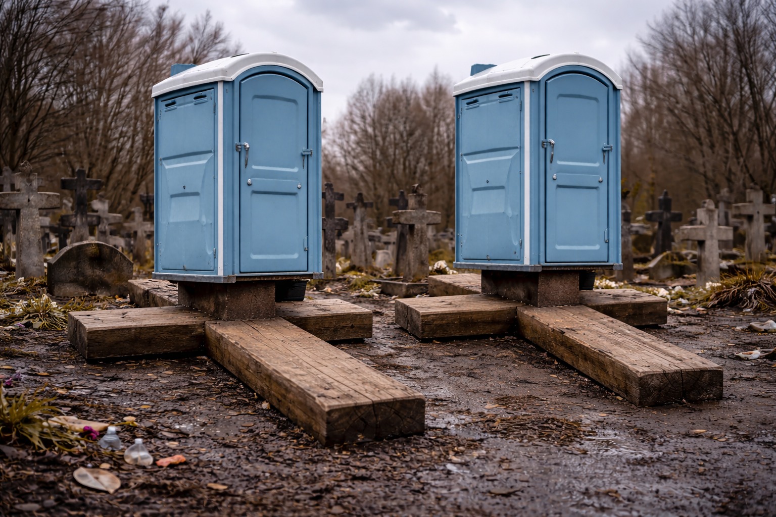 Туалет на могильных крестах установили в Усть-Каменогорске
