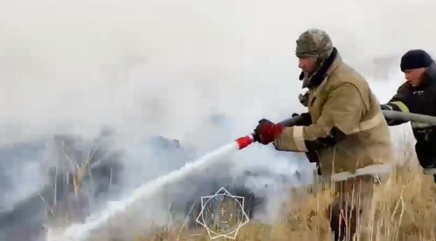 В ВКО спасатели борются с загоранием камыша и сухой травы