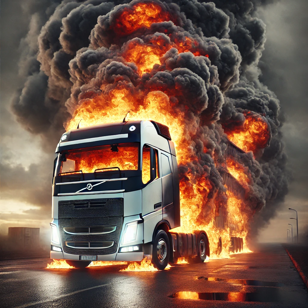 В Астане два грузовика загорелись после столкновения