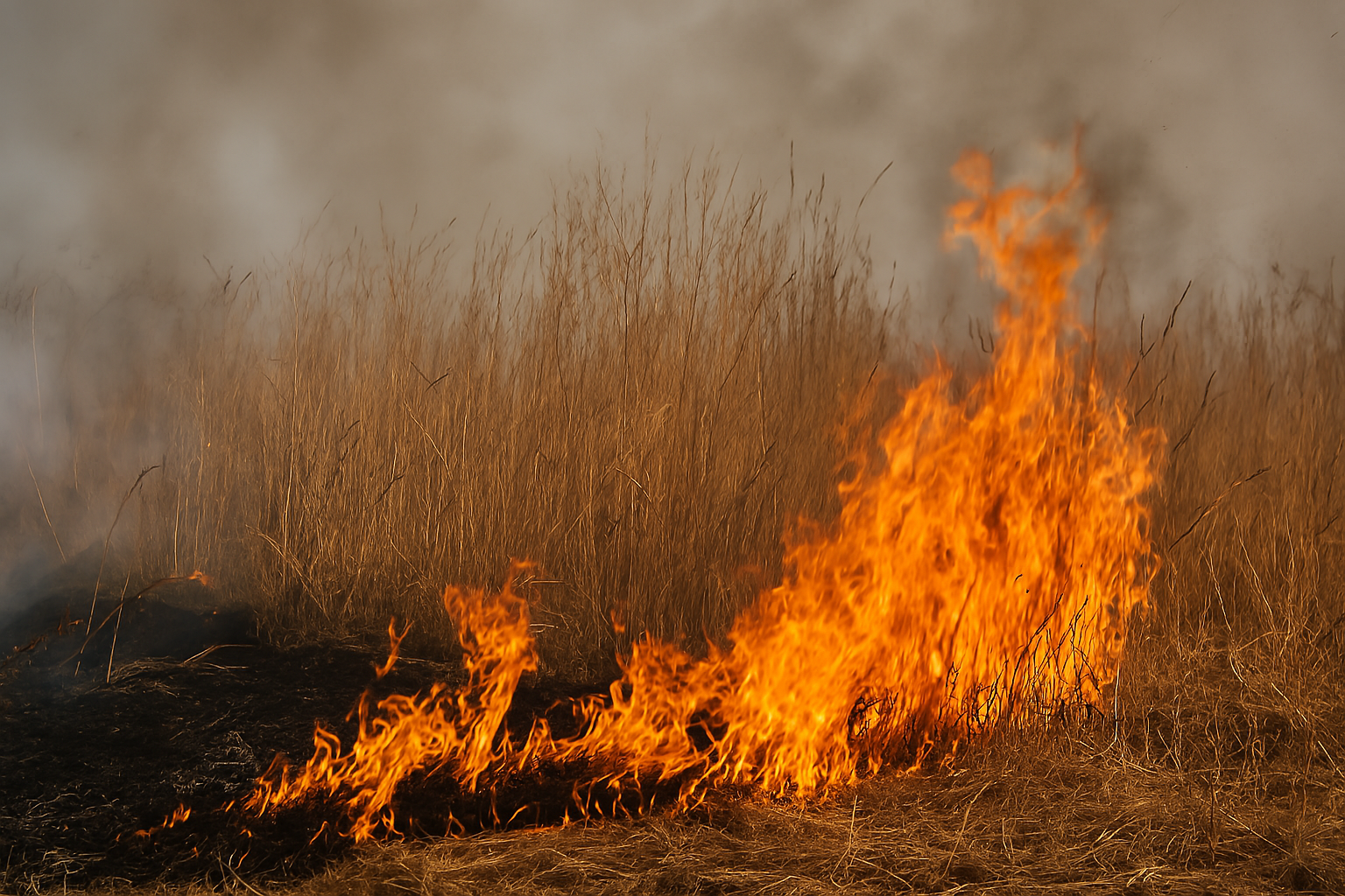 В Павлодарской области на кладбище горел сухостой