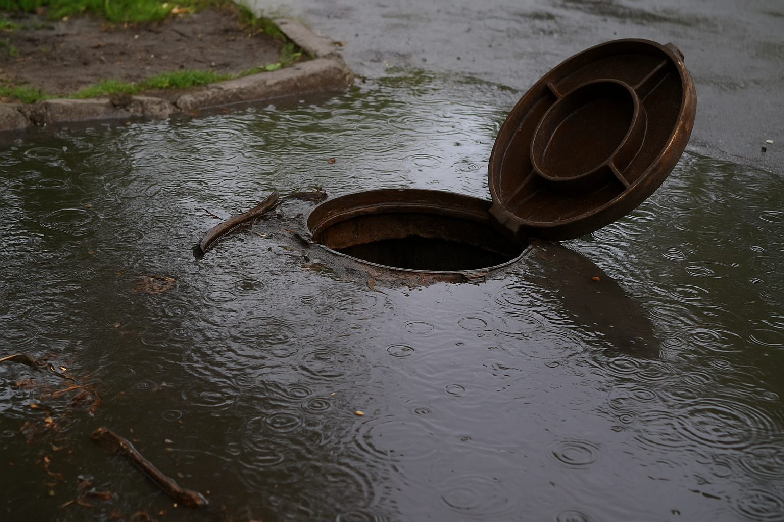 В Петропавловске канализационные стоки затопили территорию больницы и санатория