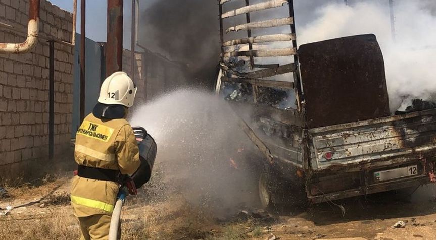 В Мангистауской области «ГАЗель» с газовым баллоном сгорела дотла