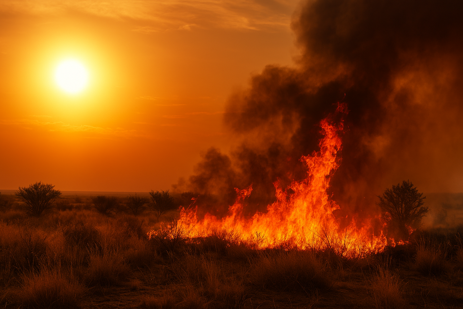 Из-за высокой пожарной опасности в некоторых регионах РК объявлено штормовое предупреждение