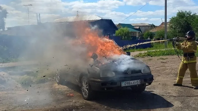 Автомобиль сгорел в Кокшетау