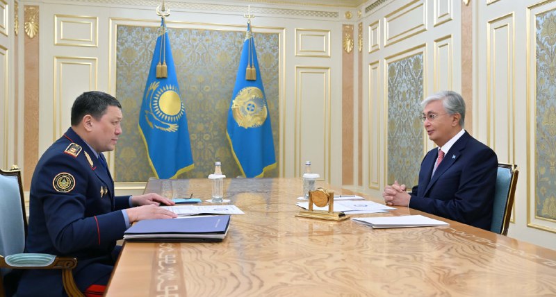 Глава государства принял министра внутренних дел Ержана Саденова