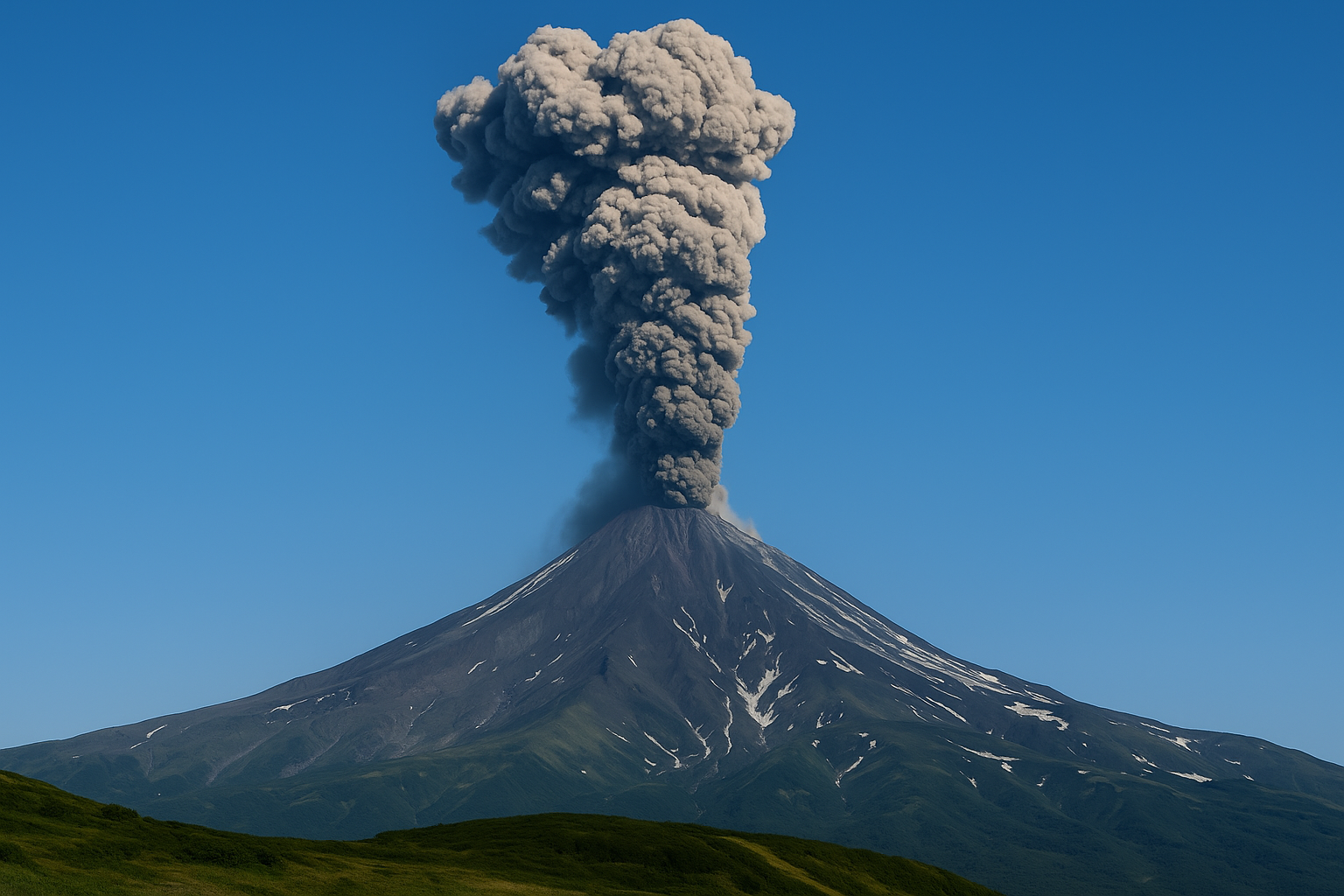 Вулкан на Камчатке выбросил столб пепла на высоту 9 километров