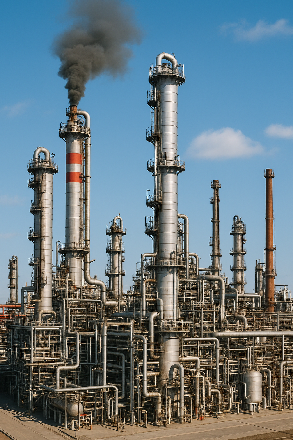 На нефтеперерабатывающем заводе в Казахстане произошло возгорание трубы 