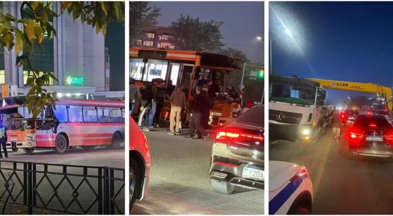 В Семее произошло ДТП с участием крана и пассажирского автобуса