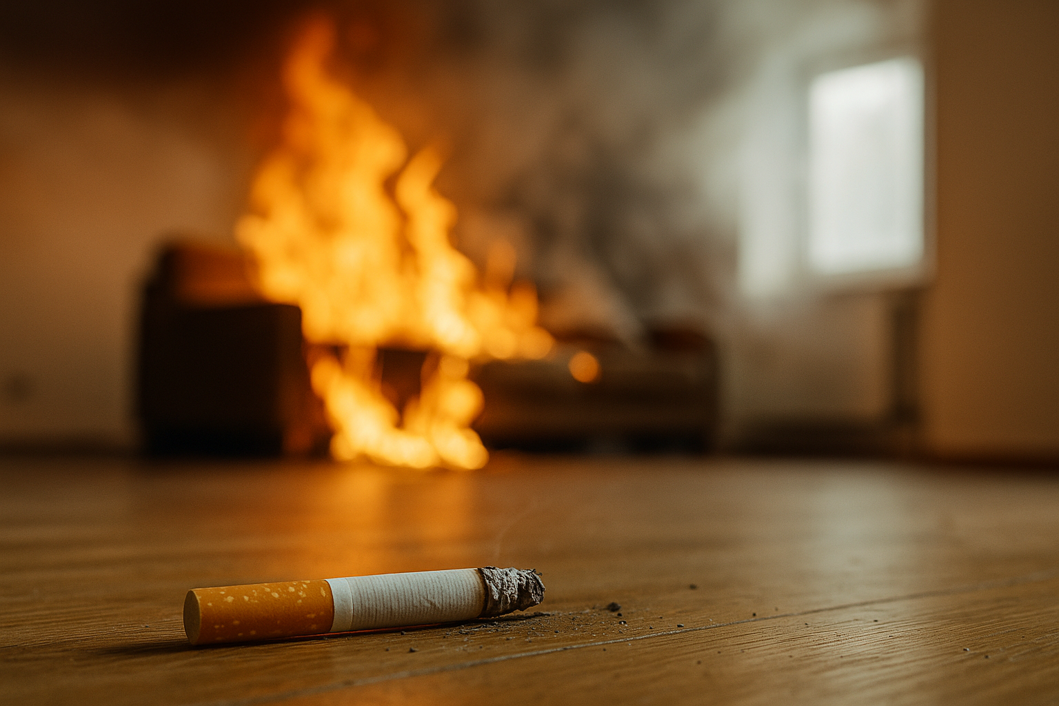 В Семее из-за курения в квартире вспыхнул пожар — человека удалось спасти