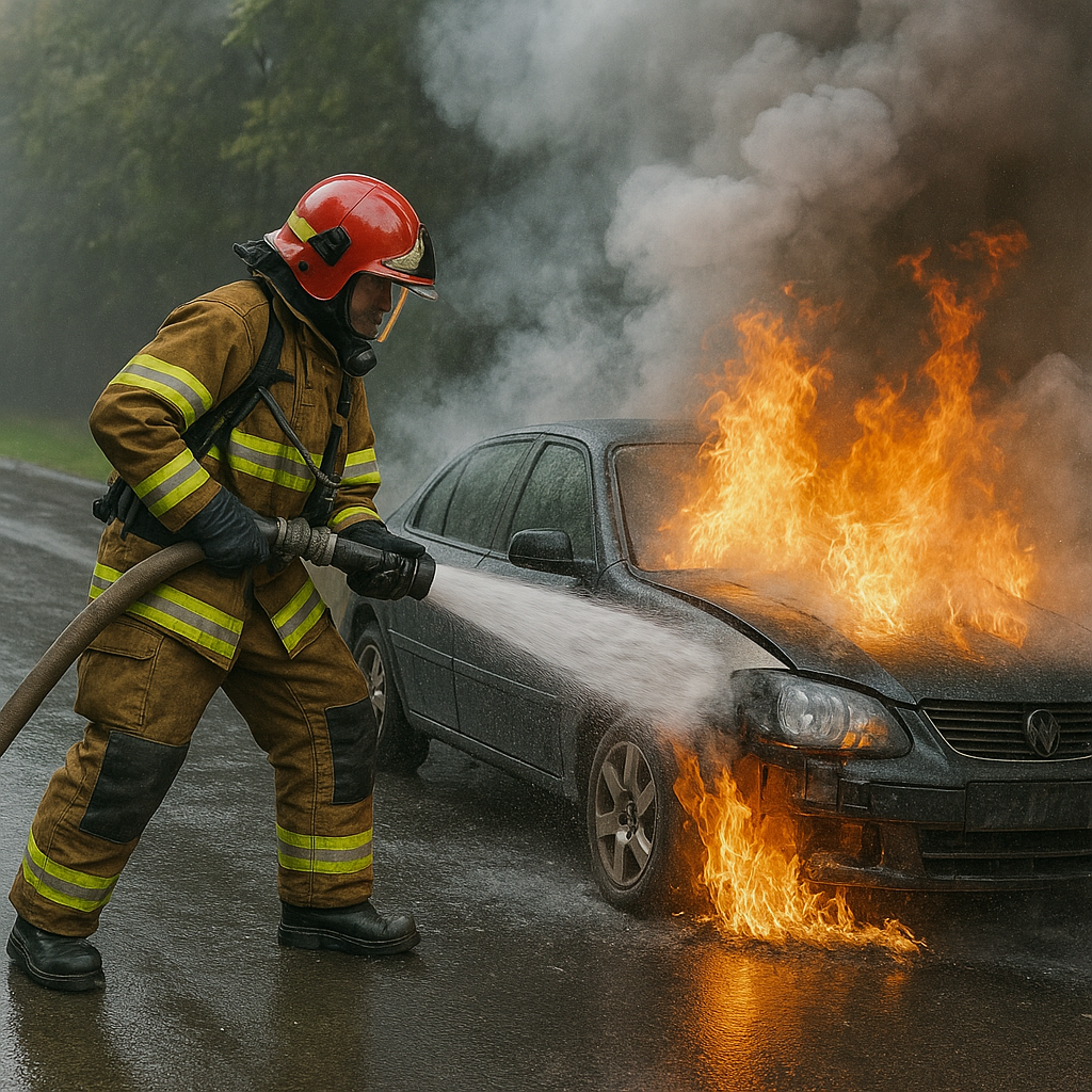 В Шымкенте вспыхнул автомобиль — есть пострадавший