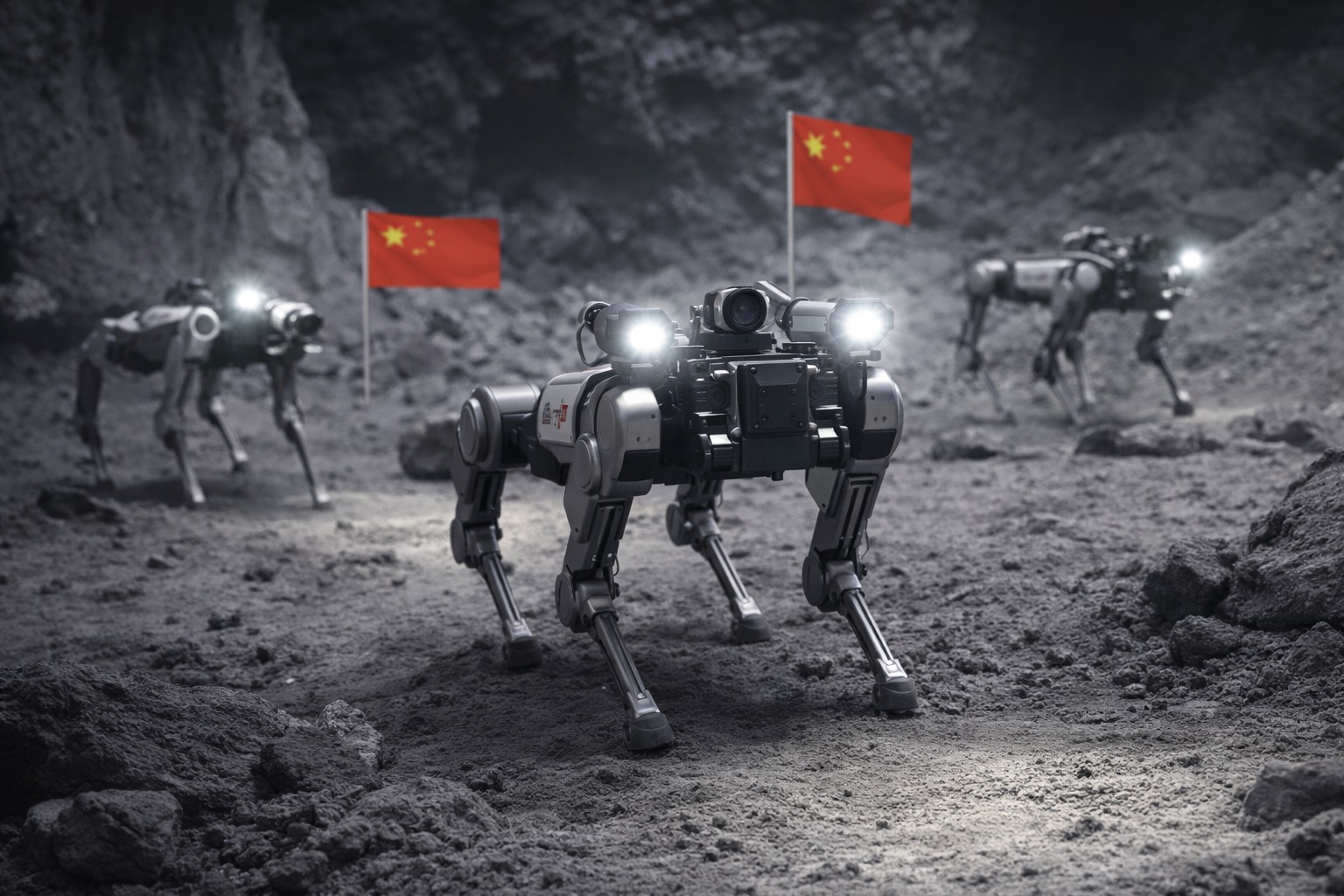 Китай начал испытание робособак в условиях, имитирующих лунные пещеры