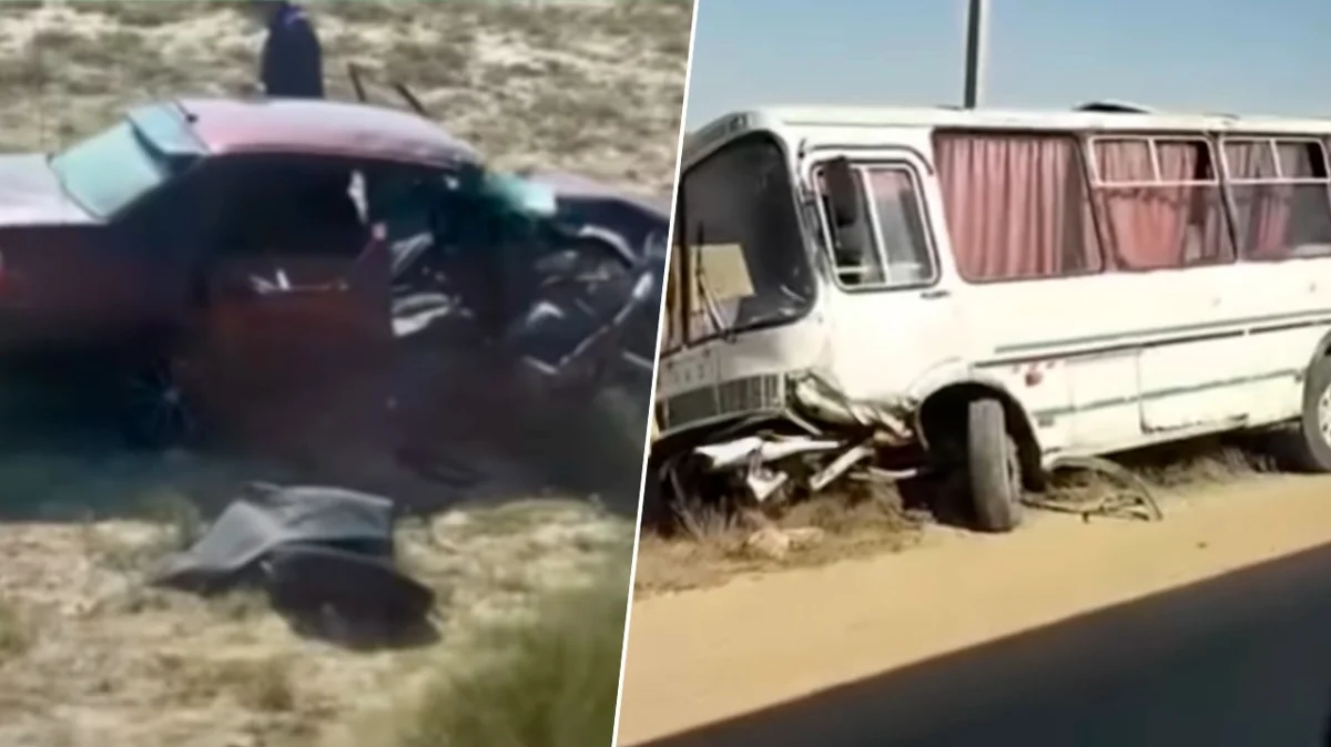 Легковой автомобиль и автобус столкнулись в Мангистау