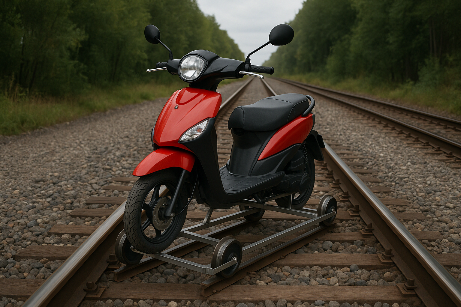 Мужчина едва не попал под поезд на скутере на станции Тараз