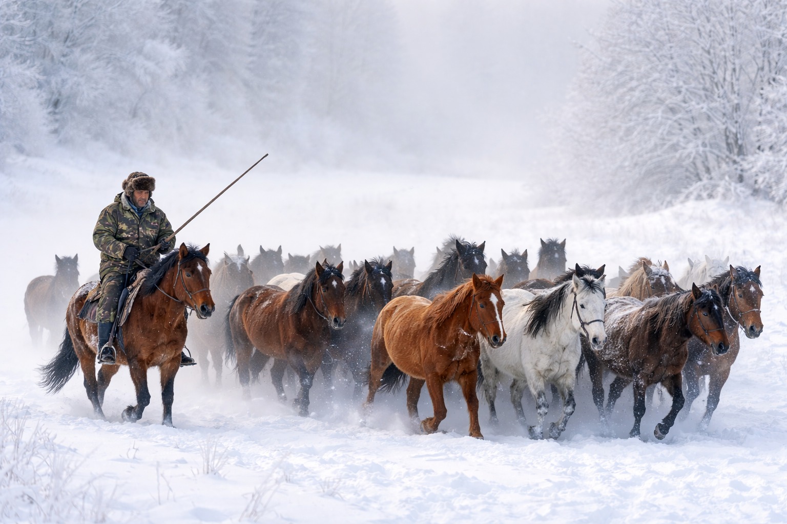 В Актюбинской области мужчину, потерявшегося с табуном лошадей, нашли и доставили домой