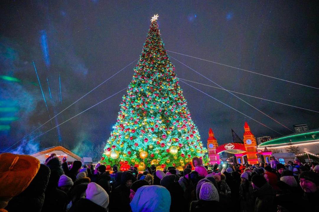 Новогодние елки засияли во всех районах Астаны