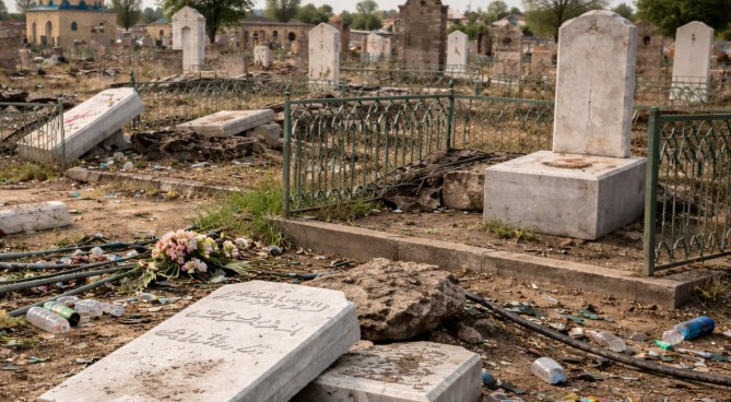 В Атырау вандалы осквернили кладбище