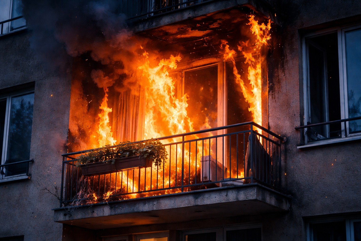 В Астане в квартире на 10 этаже горел балкон