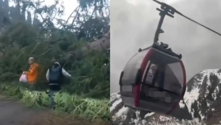 В Алматы горнолыжный курорт Шымбулак накрыла непогода