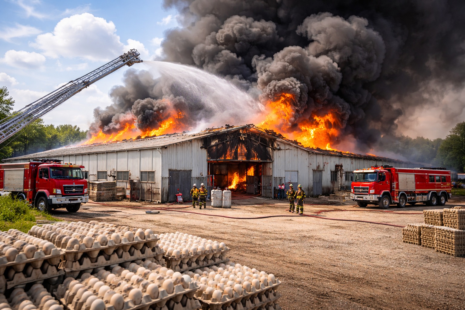 В Актобе на птицефабрике произошел пожар