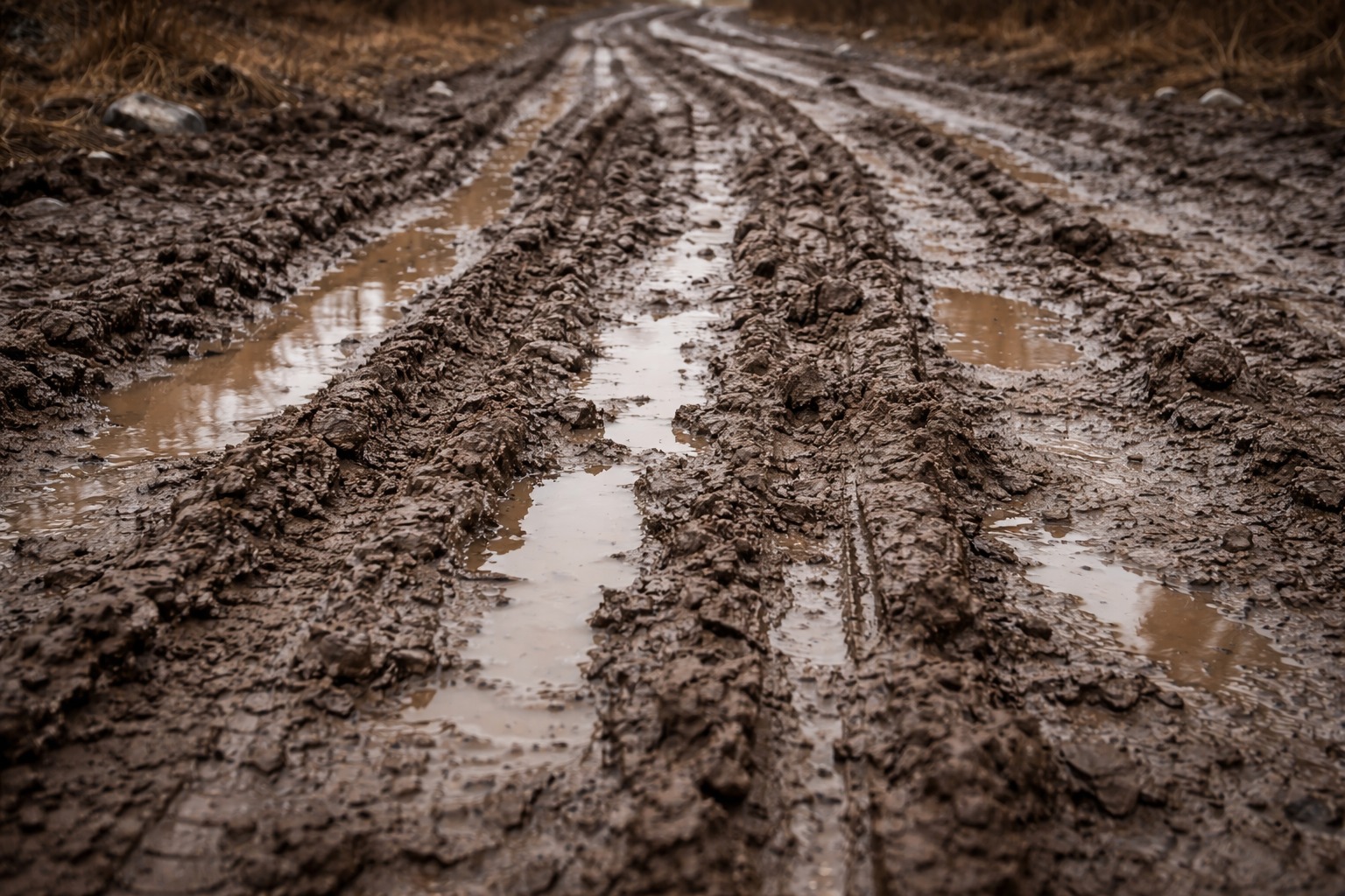 На улице в Алматы вязкая грязь сковала женщину с детьми