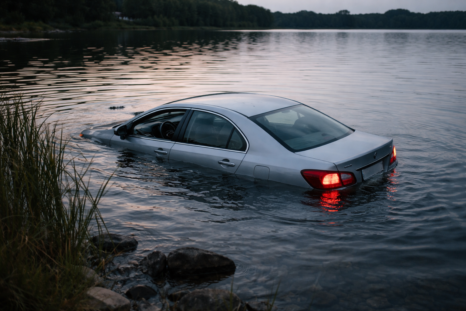 Близ Капчагая едва не затонул автомобиль