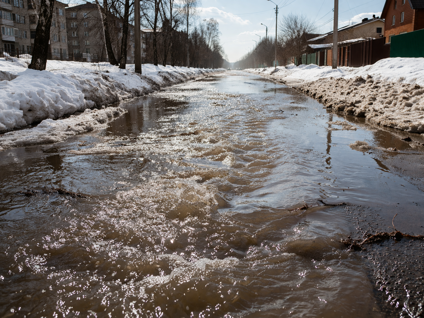 В ЗКО талая вода разрушила дорогу