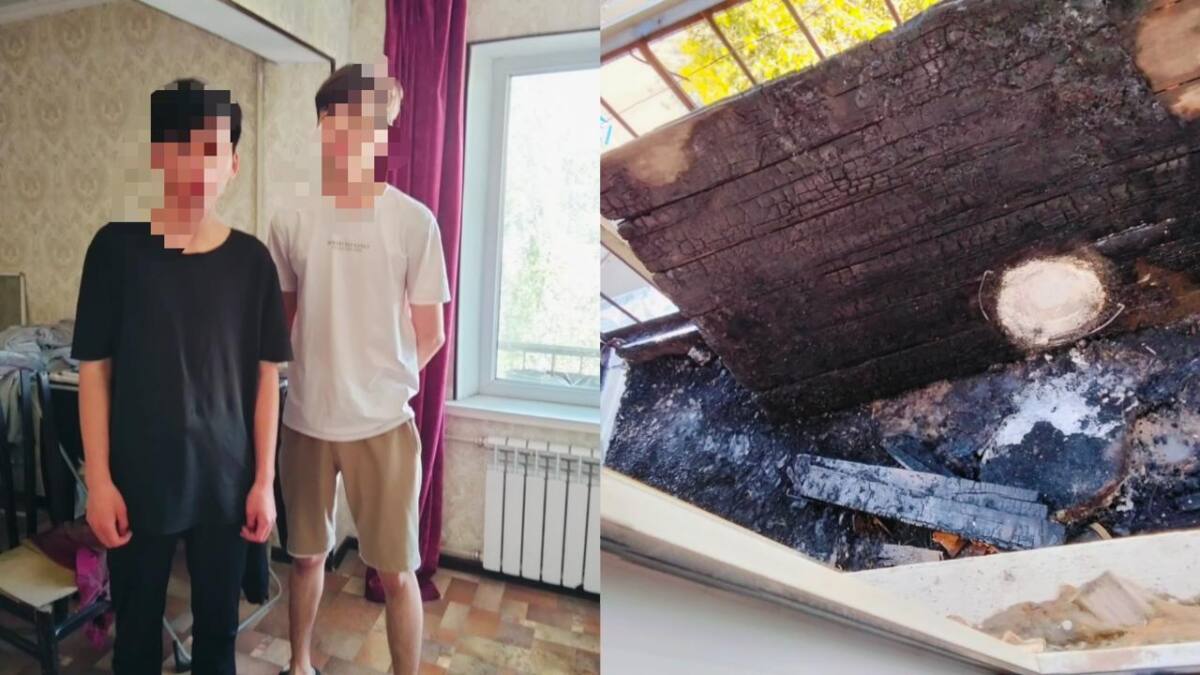 В Кызылординской области сотрудник полиции спас двух подростков из огня