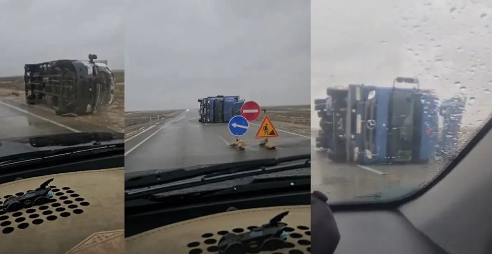 На трассах Мангистау перевернулись несколько автомобилей