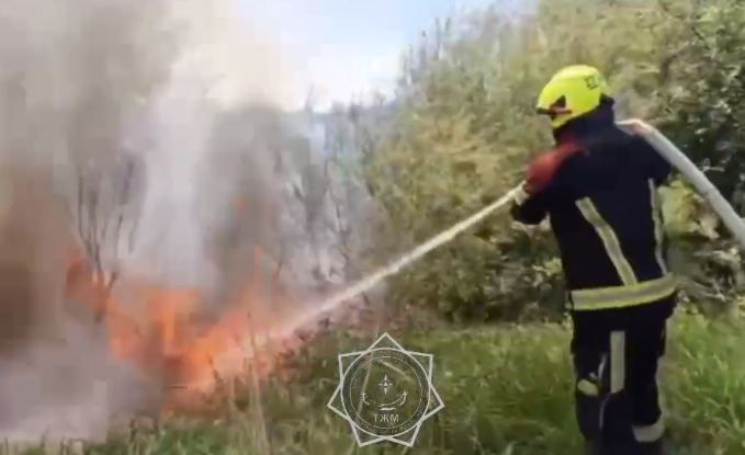 В Астане на территории дачного общества загорелись сухая трава и складированный мусор
