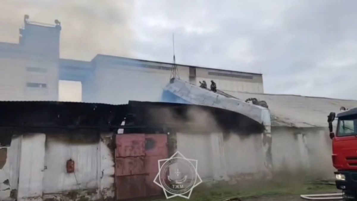 В Костанайской области произошел пожар на двух складах