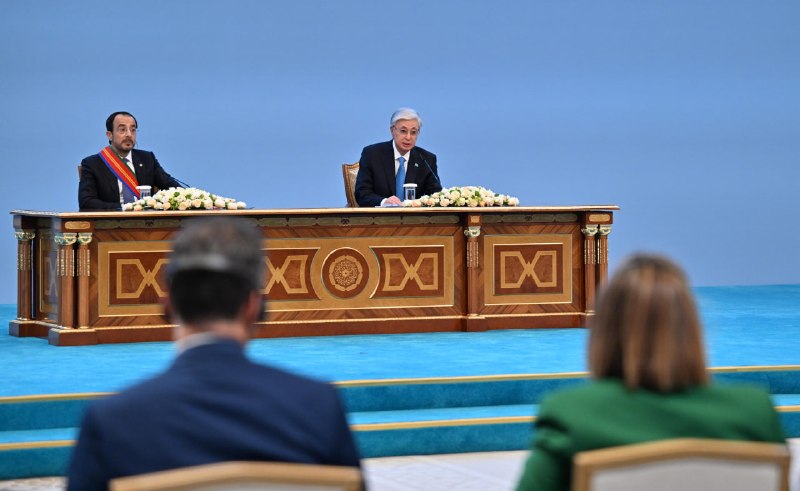 Президенты Казахстана и Кипра по итогам переговоров провели брифинг для представителей СМИ