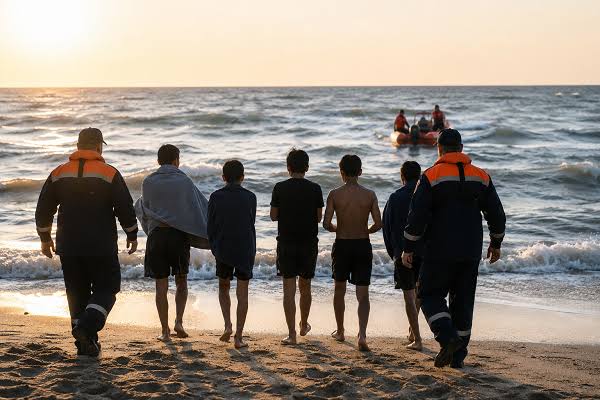 На Каспии в Актау спасли пятерых подростков