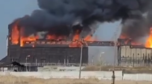 Элеватор горит в Костанайской области 