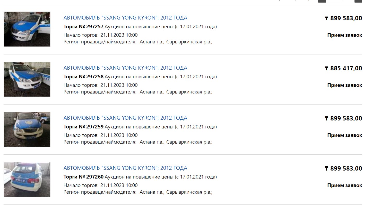 Четыре полицейских авто на продажу